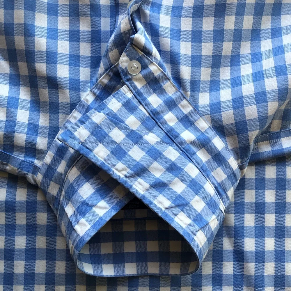Nordstrom Wrinkle-Free Blue/White Checkered Button-Up Shirt Men’s Size 16.5 34
